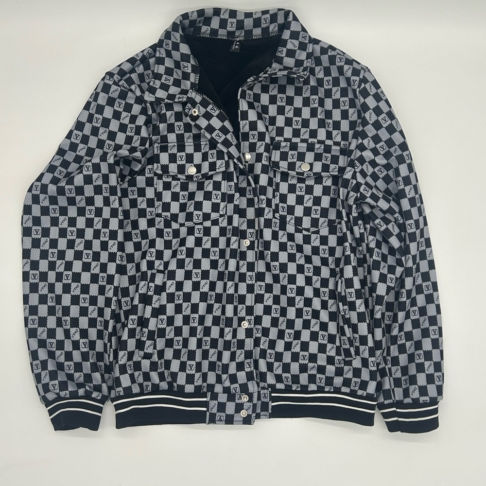 Stylish Black and Gray Checkered Jacket